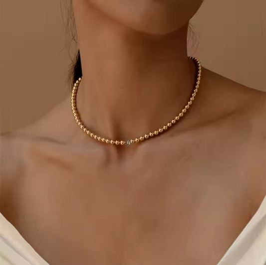 Fashion 18k Gold Plated Jewelry 316L Stainless Steel Cubic Zircon Beads Necklace Luxury Diamond Choker Necklace YF3346